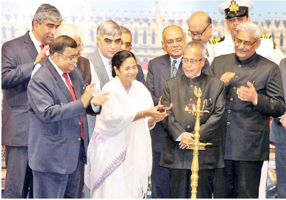 CM attends Valediction Sesquicentennial Celebrations of the Calcutta High Court at Netaji Indoor Stadium