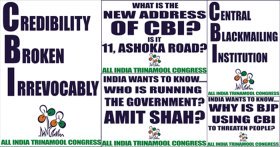 Trinamool protests against the misuse of the CBI by the Centre for political vendetta Trinamool protests against the misuse of the CBI by the Centre for political vendetta