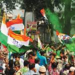 Workers celebrate after Bengal Bypoll victory