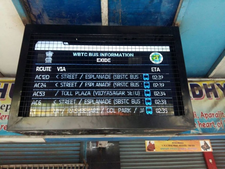 Kolkata Traffic Police installing electronic boards to display bus timings at bus-stops Kolkata Traffic Police installing electronic boards to display bus timings at bus-stops