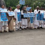 Trinamool MPs protest in front of Mahatma Gandhi’s statue outside Parliament in demand of paper ballot instead of EVM – 24.06.2019