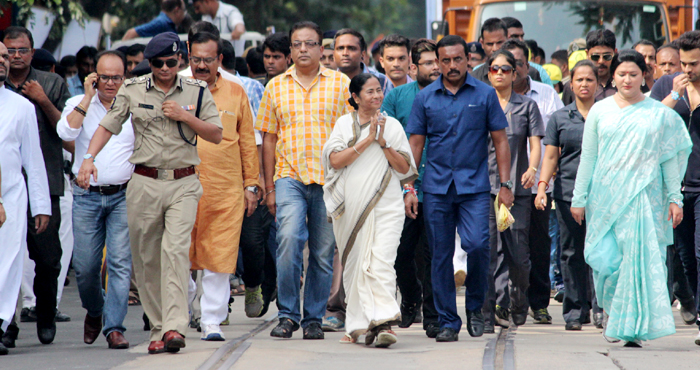 Mamata Banerjee walks for road safety awareness