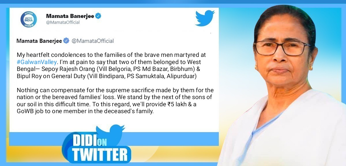 Heartfelt condolences to the families of the brave men martyred: Mamata Banerjee Heartfelt condolences to the families of the brave men martyred: Mamata Banerjee