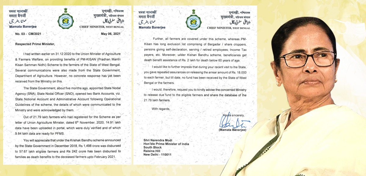 Bengal chief minister writes to the prime minister to release funds under the PM Kisan scheme Bengal chief minister writes to the prime minister to release funds under the PM Kisan scheme