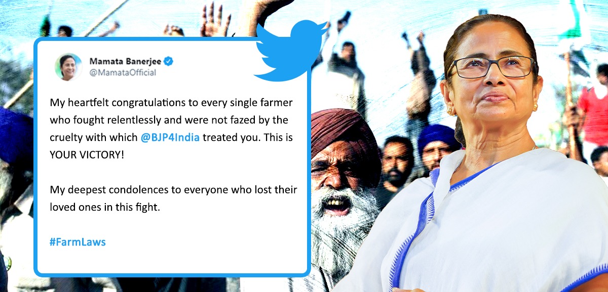 This victory is of the farmers’: Mamata Banerjee This victory is of the farmers’: Mamata Banerjee
